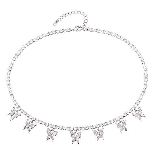 BUTTERFLY EFFECT SILVER TENNIS CHOKER