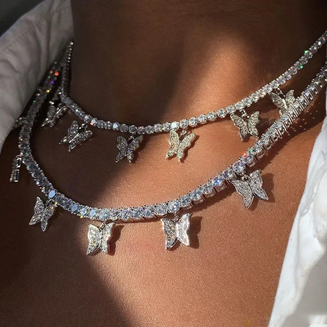 BUTTERFLY EFFECT SILVER TENNIS CHOKER